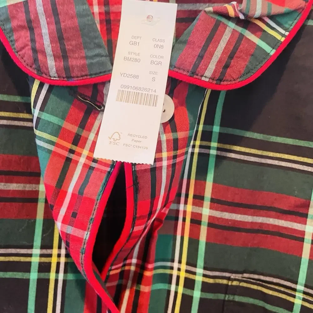 New J.Crew Womens Cotton Tartan Pajama Top Size S #72